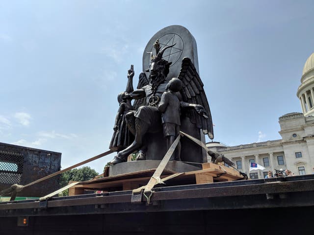 The Satanic Temple unveils its statue of Baphomet, a winged-goat creature