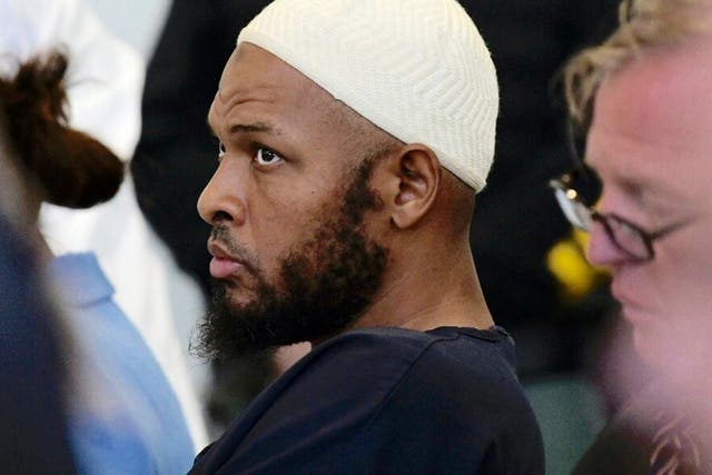Siraj Ibn Wahhaj sits in court in Taos, New Mexico, during a detention hearing