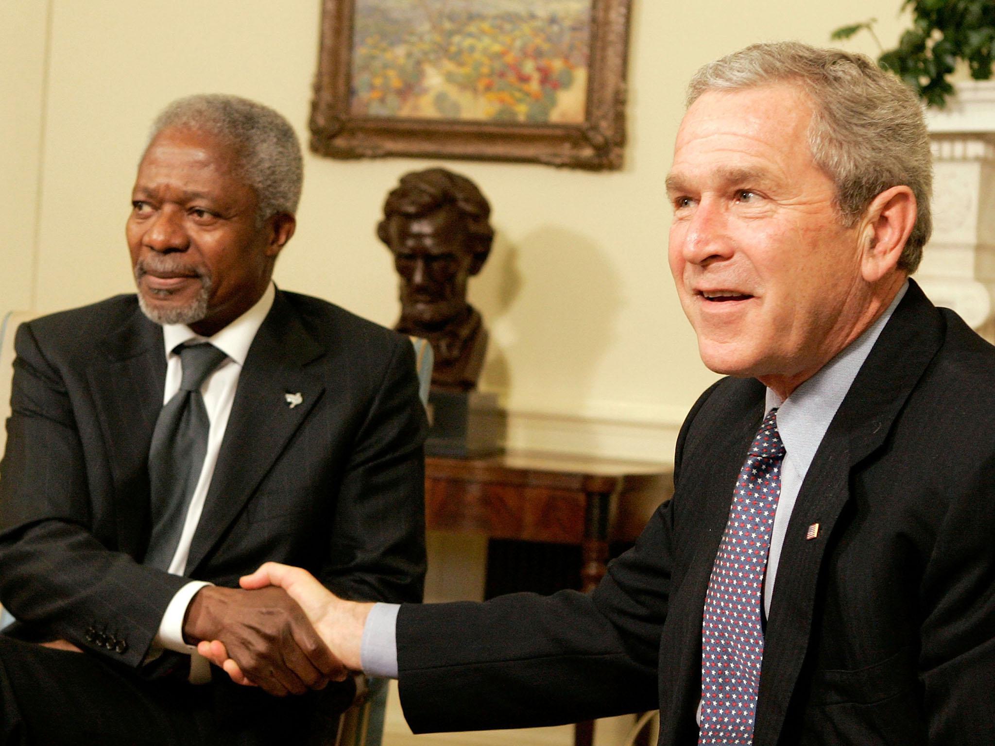 Annan agreed to work together with George W Bush to help alleviate the suffering in Sudan in 2006