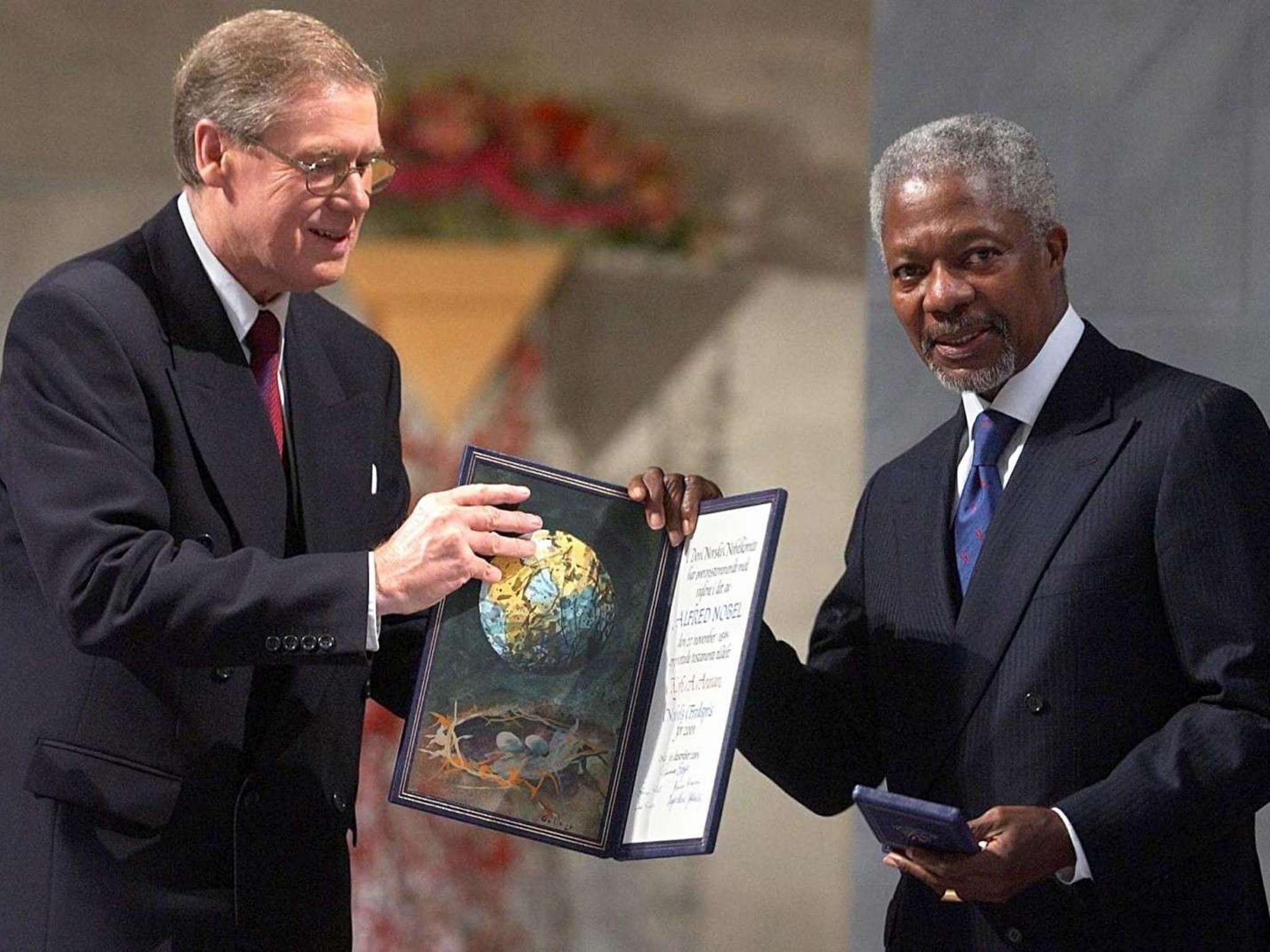 He was awarded the Nobel Peace Prize in 2001 for his efforts to revitalise the UN during the Iraq War and HIV pandemic