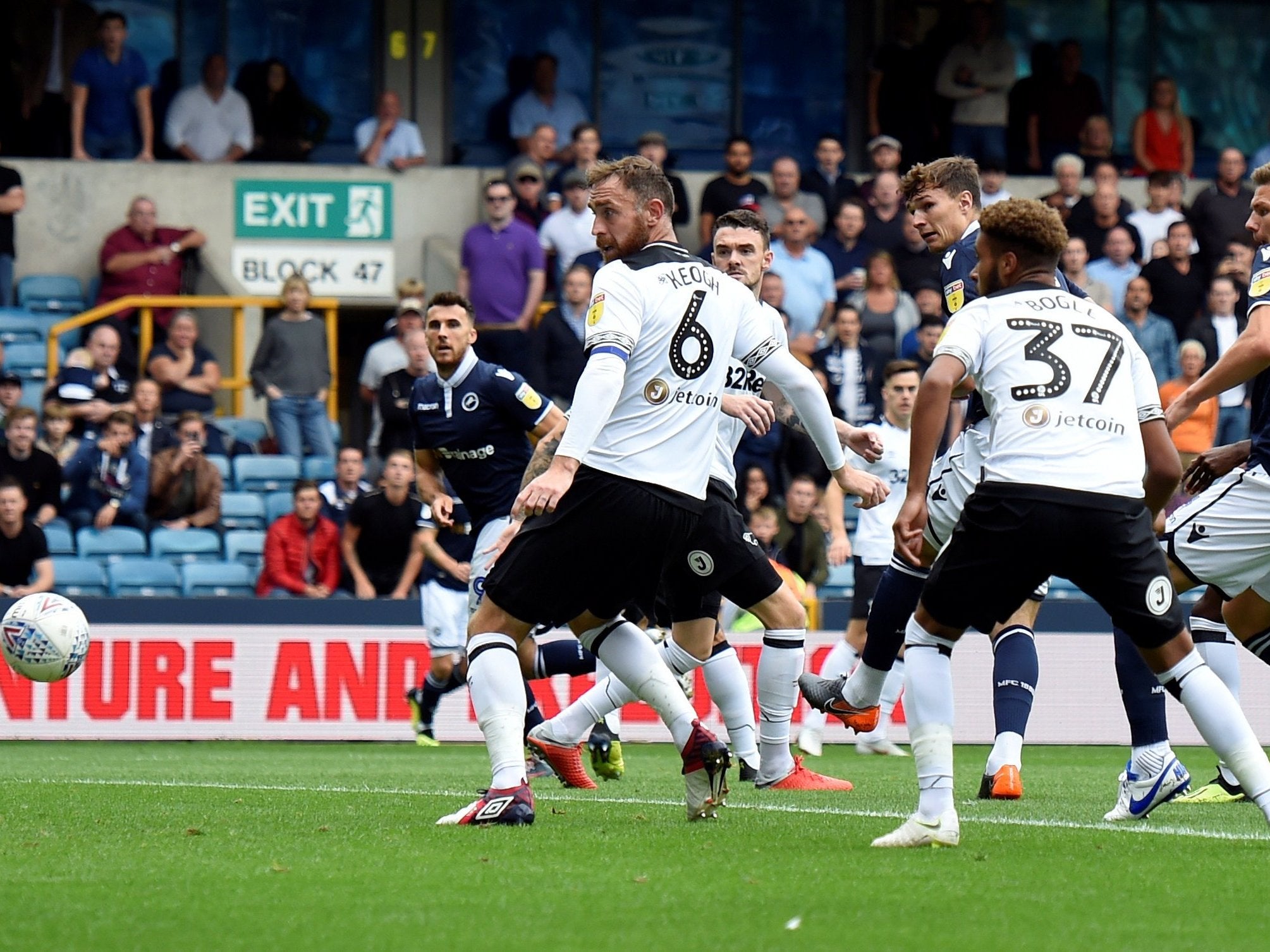 Lee Gregory puts Millwall ahead against Derby County