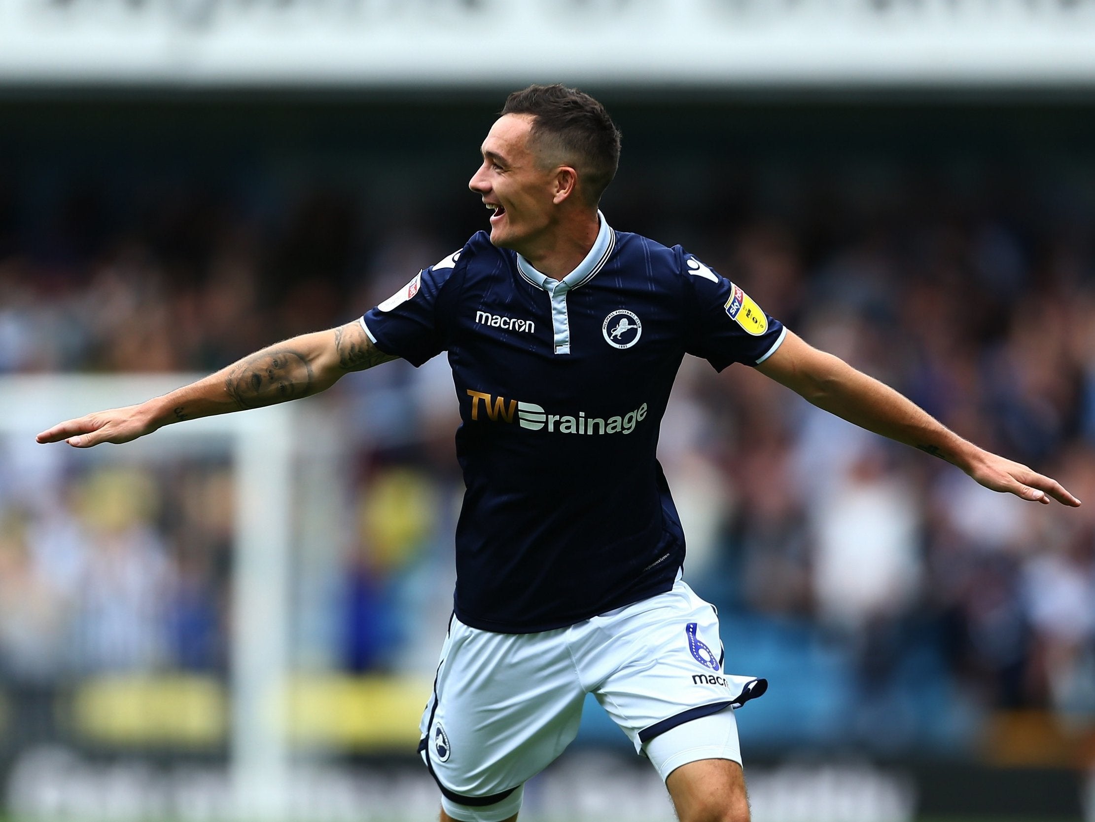 Shaun Williams celebrates after putting Millwall 2-0 up