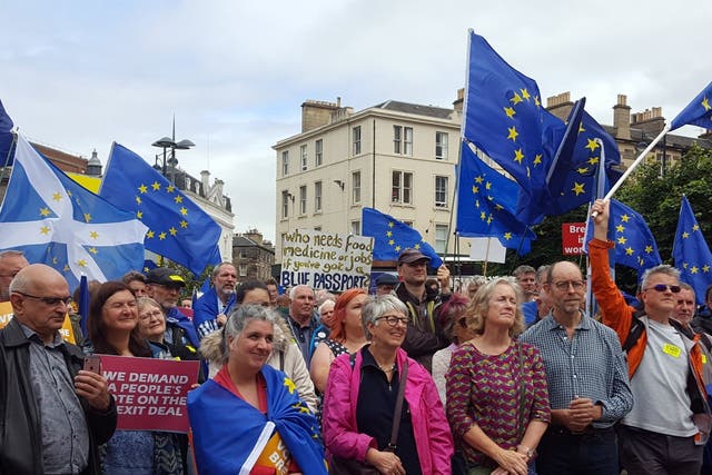 Hundreds of campaigners attended a rally in Festival Square, Edinburgh as they stepped up demands for a public vote on the final Brexit deal