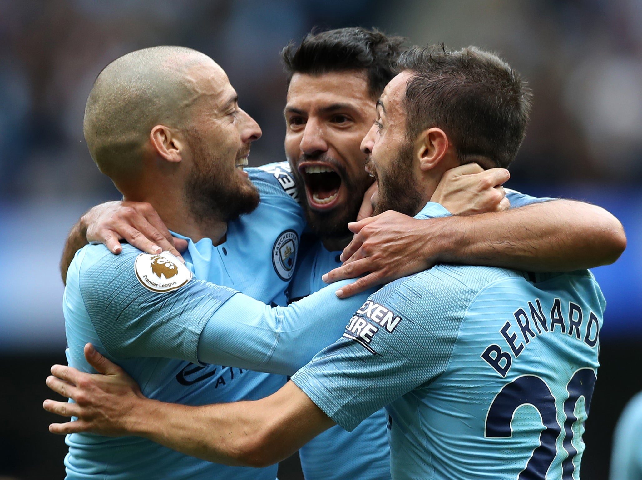 Sergio Aguero of Manchester City celebrates