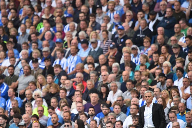 Jose Mourinho watched his team slump to defeat at Brighton