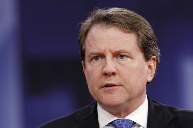 White House counsel Don McGahn speaks at the Conservative Political Action Conference