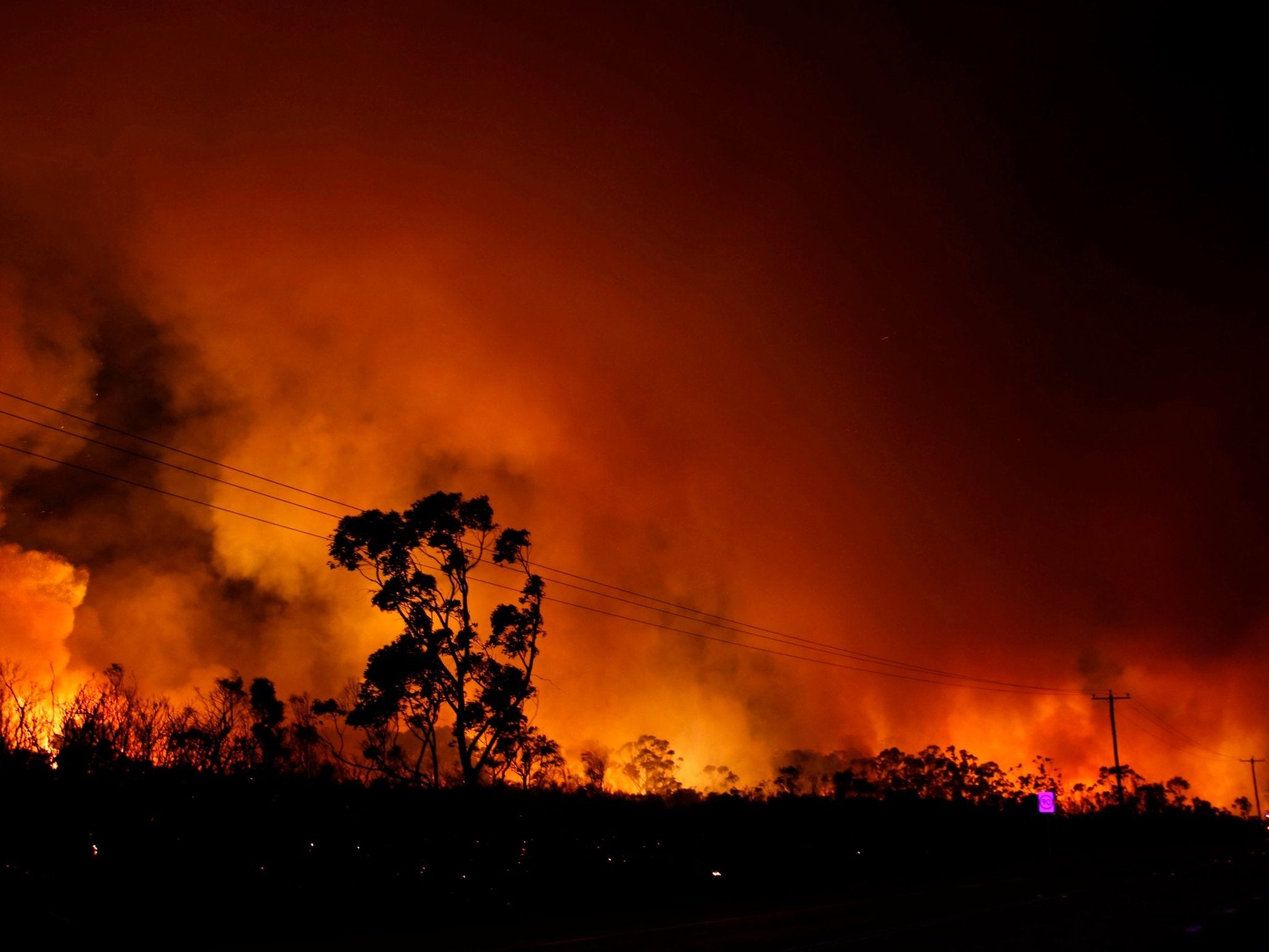 Huge bush fires in New South Wales on 19 August 2018