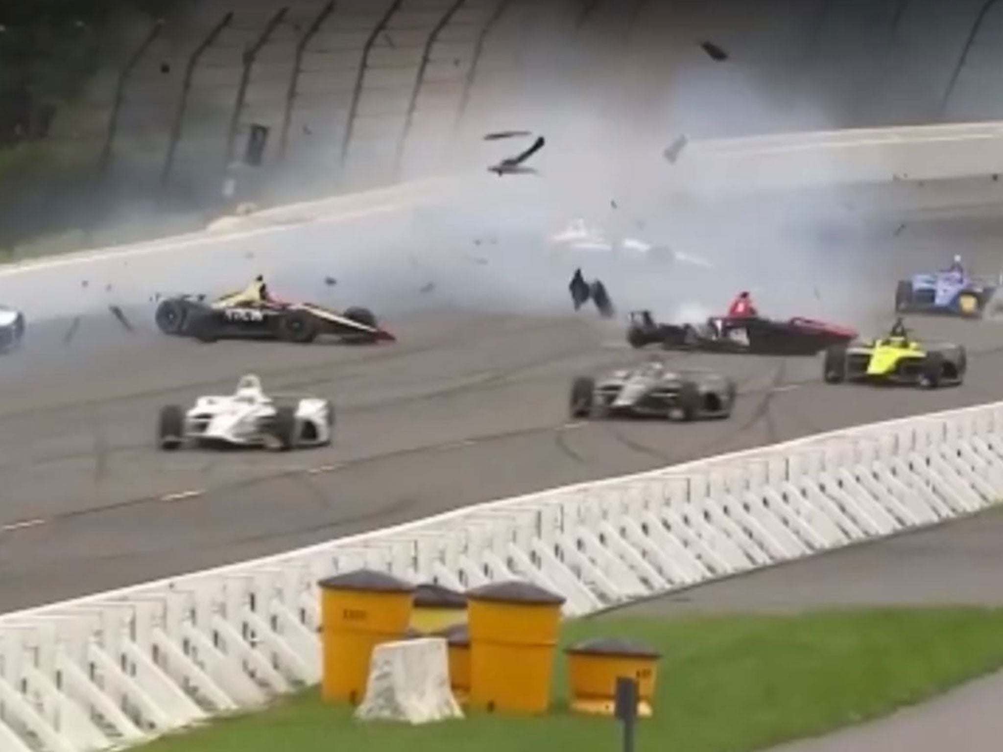Wickns' car spun across the track into oncoming traffic