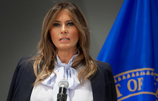 US First Lady Melania Trump speaks during the Federal Partners in Bullying Prevention (FPBP) Cyberbullying Prevention Summit