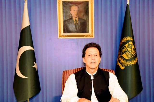 Pakistan’s new prime minister Imran Khan speaks to the nation in his first televised address