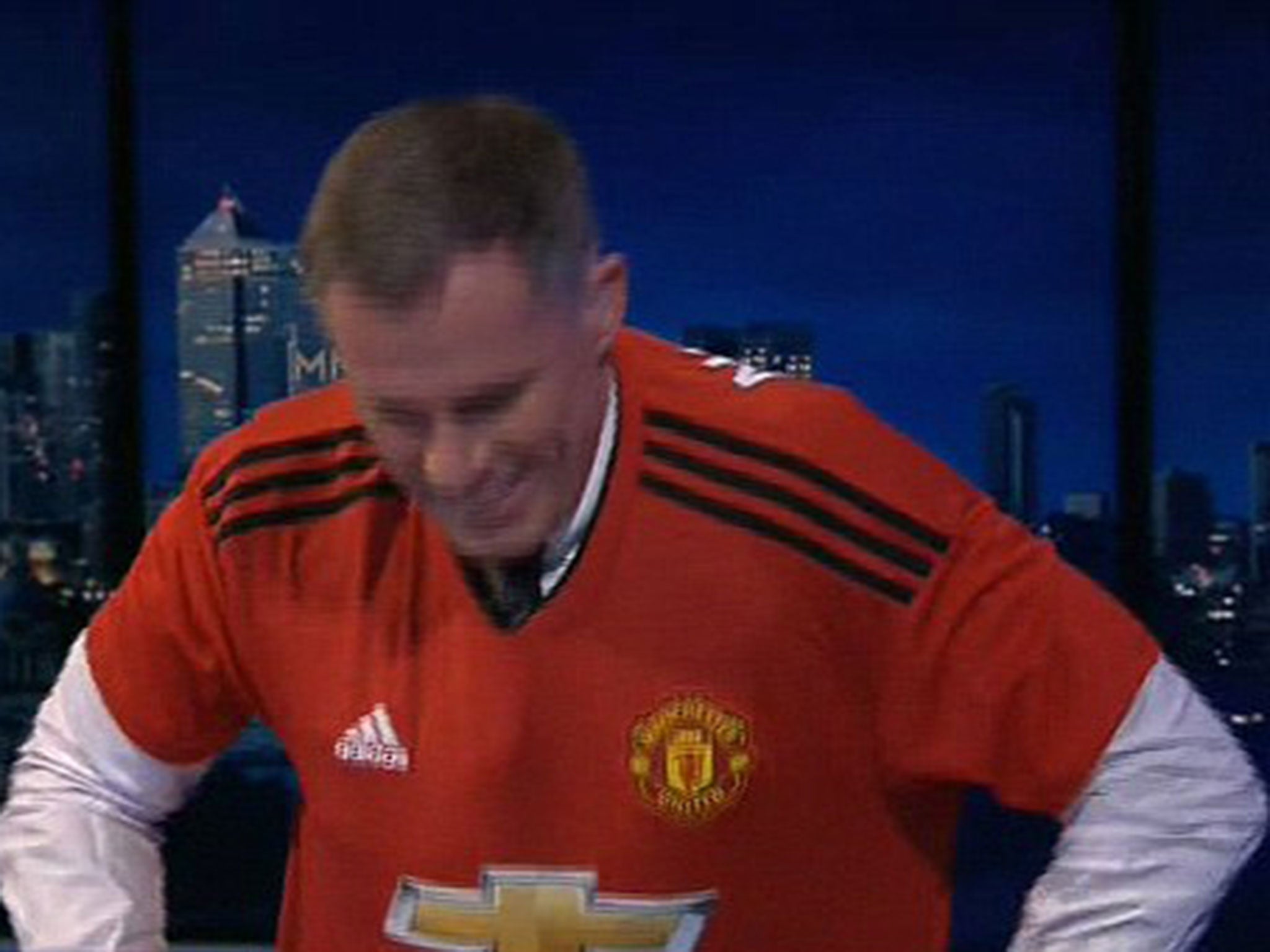 Carragher also wore a Gary Neville United shirt after losing a bet over former Spurs midfielder Paulinho