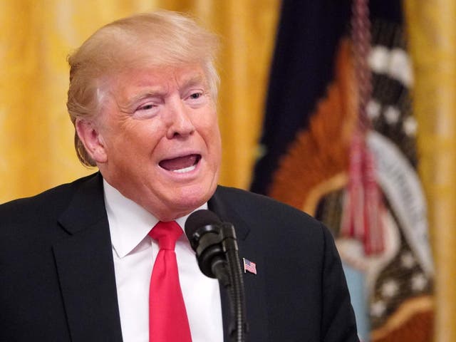 President Donald Trump speaks during an event honouring the Immigration and Customs Enforcement and Customs and Border Protection services, 20 August