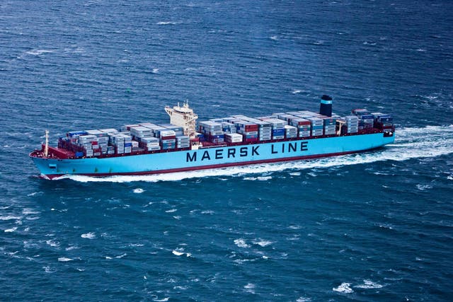 One of Maersk's container ships near Copenhagen. The company is carrying out a ‘one-off’ exploratory Arctic passage
