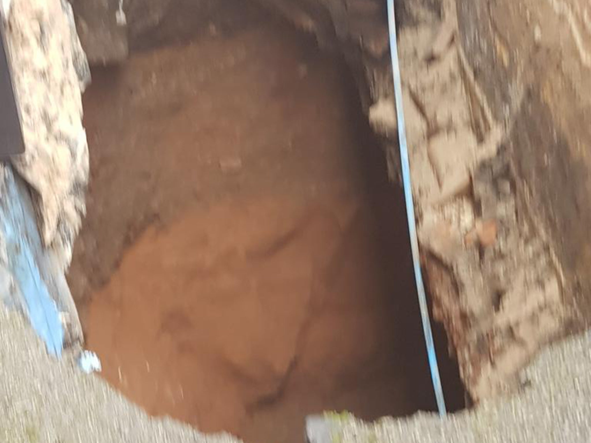 The sinkhole opened up in an alley behind Sainsbury’s in the centre of Ripon, North Yorkshire