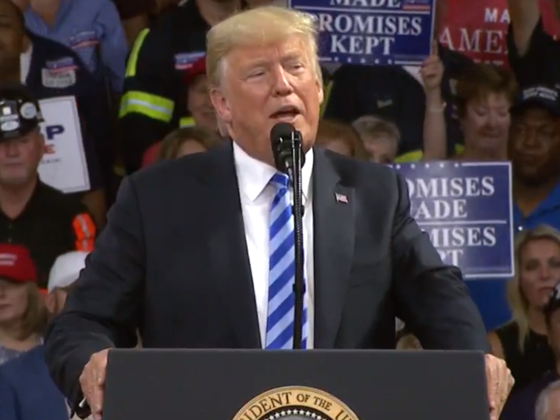 Donald Trump conducts rally for supporters in West Virginia