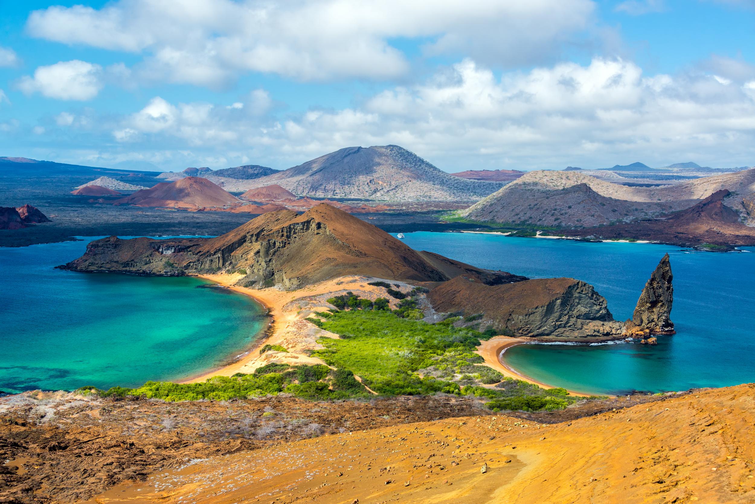 Two beaches on Bartolome Island off the Isla Santiago