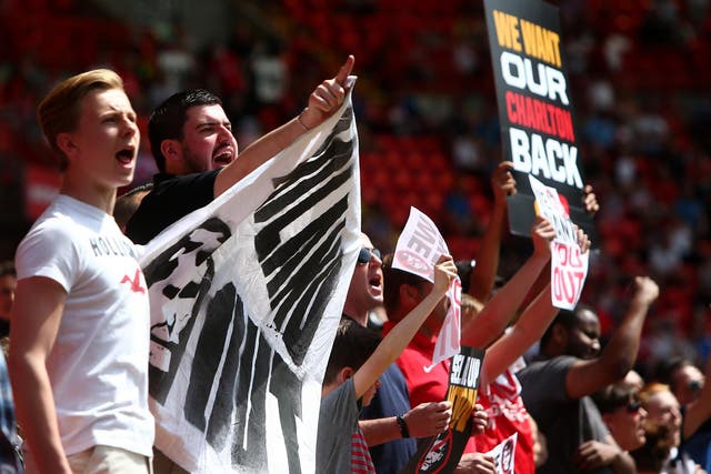Charlton fans protest the ownership of Roland Duchatelet