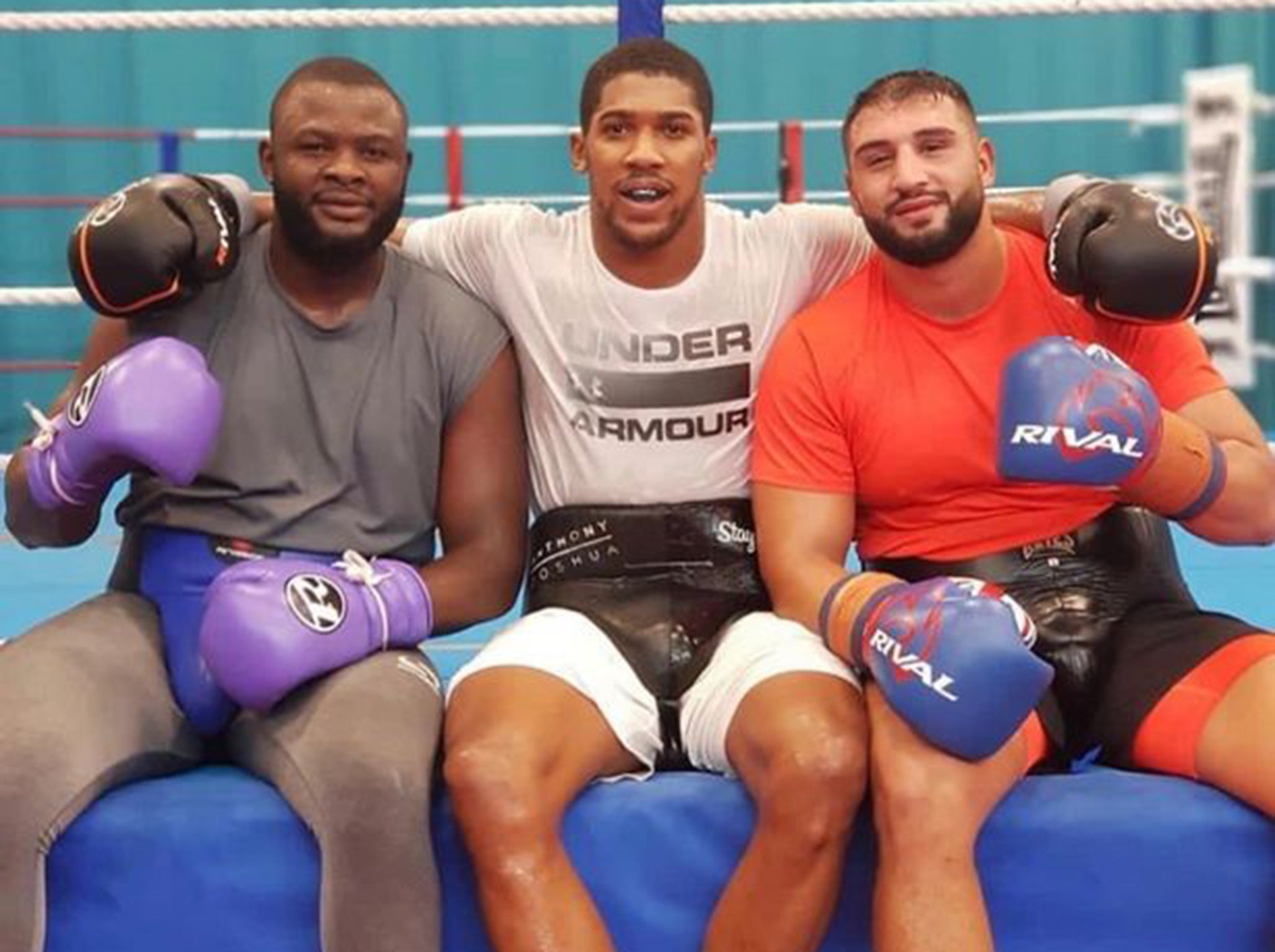 Joshua sat between his two new sparring partners