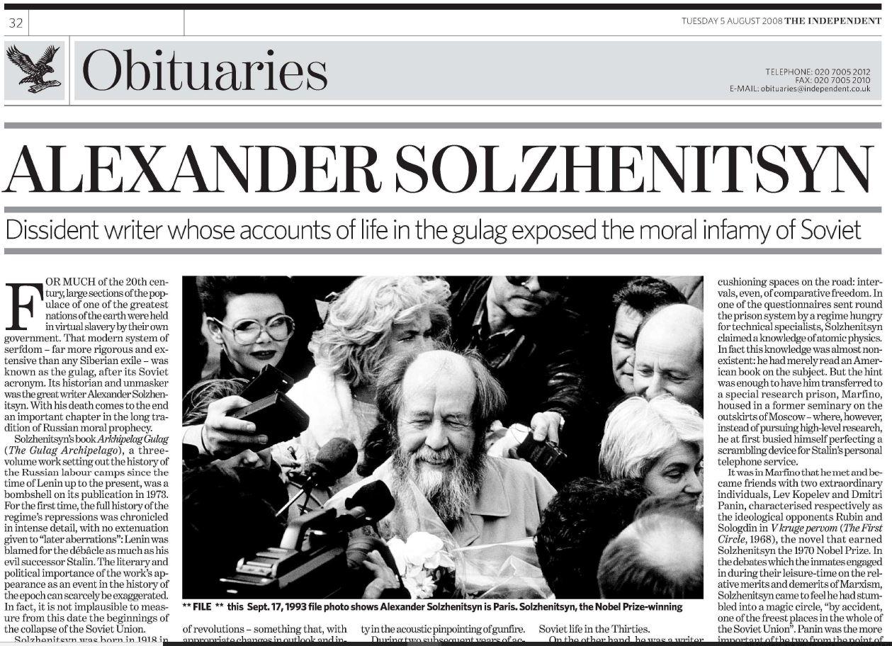 A Life In Focus Alexander Solzhenitsyn Dissident Writer - 