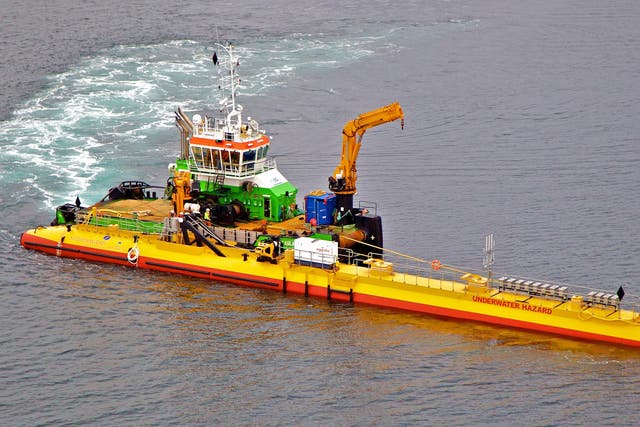 The SR2000 turbine, at front, generated more energy than Scotland's current tidal power instrastructure