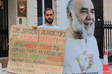 Bahraini hunger striker in London asks Queen to help save his father 