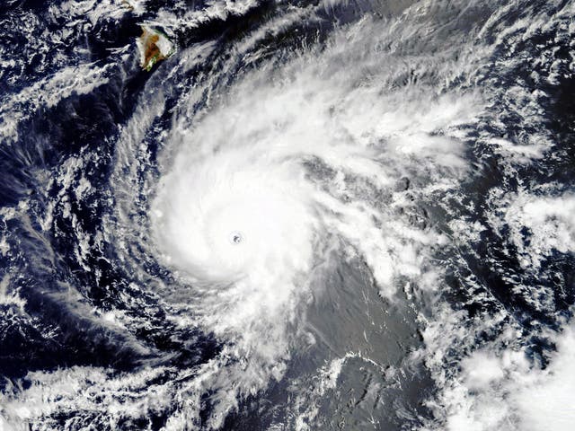 This Nasa satellite image shows Hurricane Lane bearing down on Hawaii.