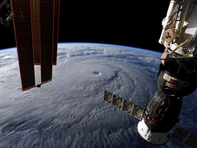 A photo taken from the International Space Station shows Hurricane Lane as it nears Hawaii