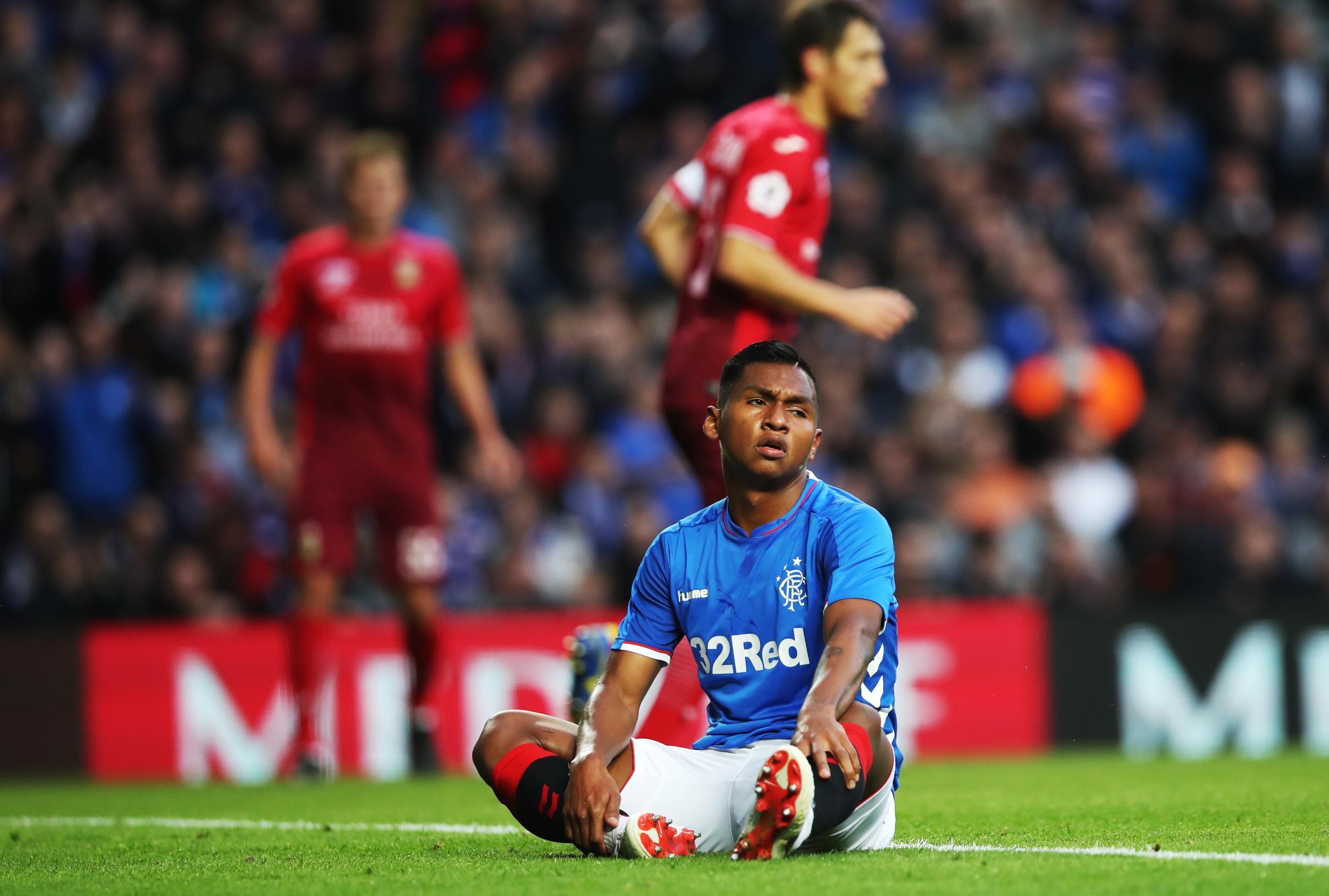 Alfredo Morelos reacts after a missed opportunity