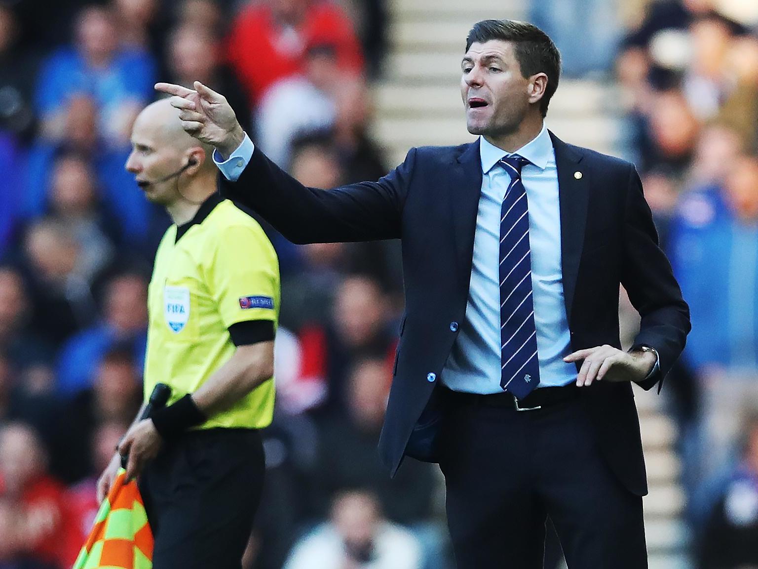 Steven Gerrard directs from the touchline