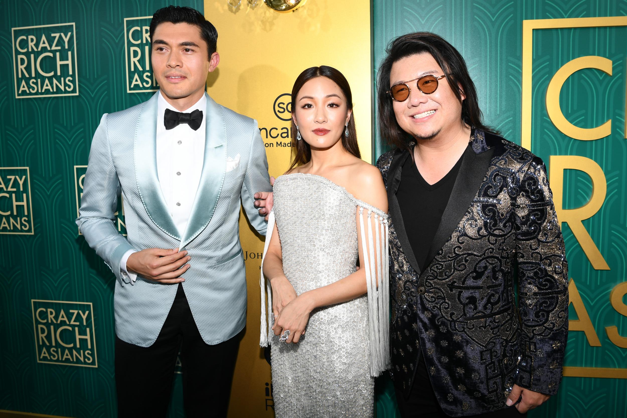 Actor Henry Golding, actress Constance Wu, and Kevin Kwan at the LA premiere of Crazy Rich Asians