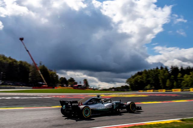 Lewis Hamilton takes on the Spa circuit