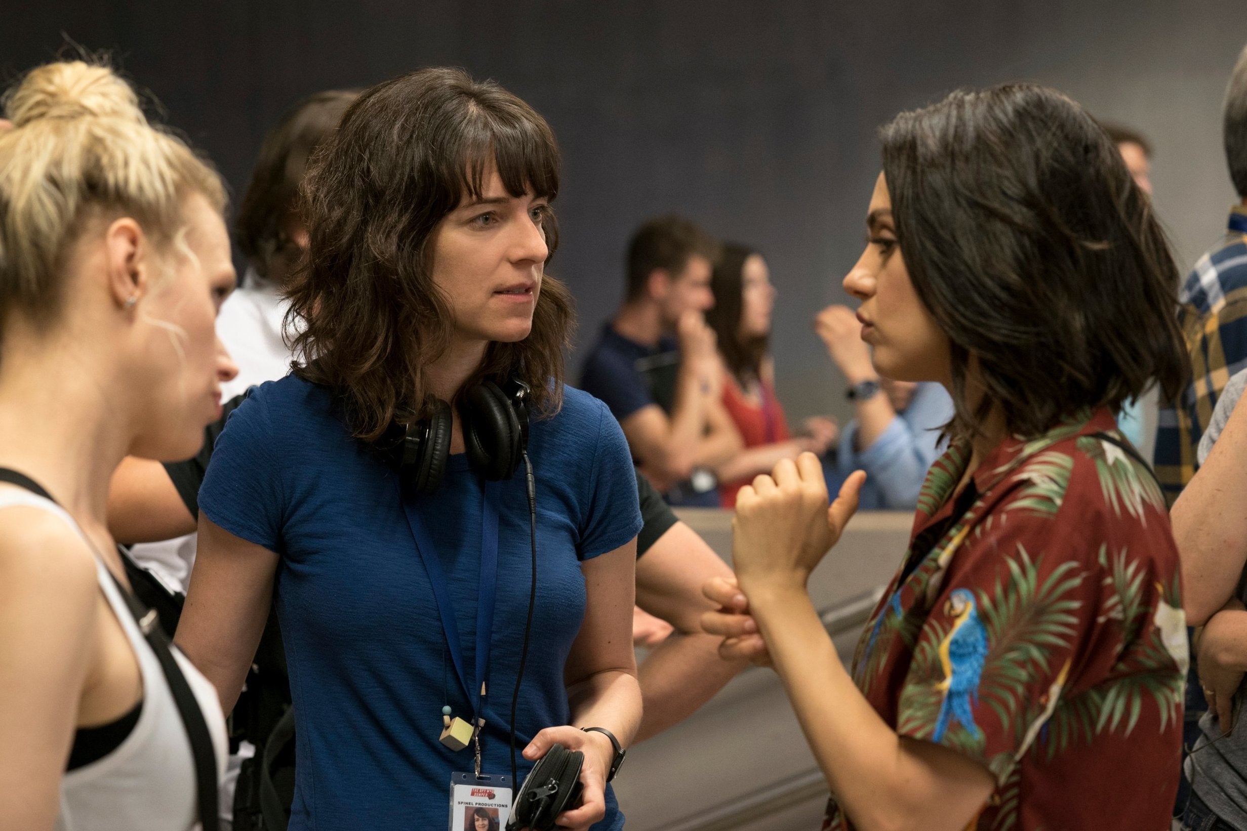 Director Susanna Fogel with stars Mila Kunis and Kate McKinnon