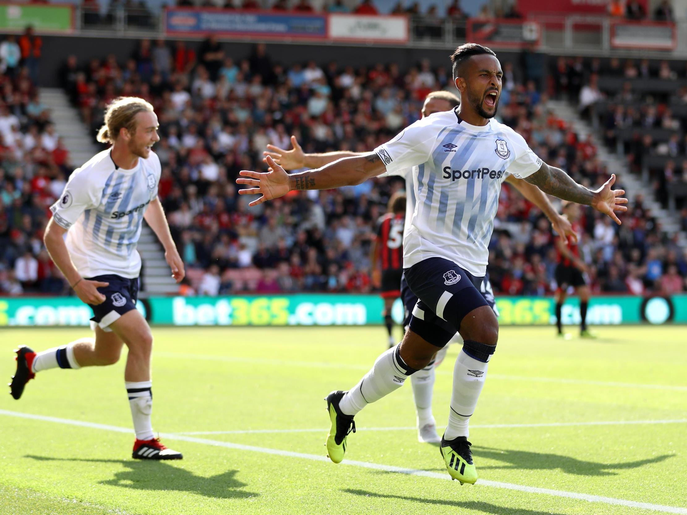 Theo Walcott celebrates his goal against Bournemouth