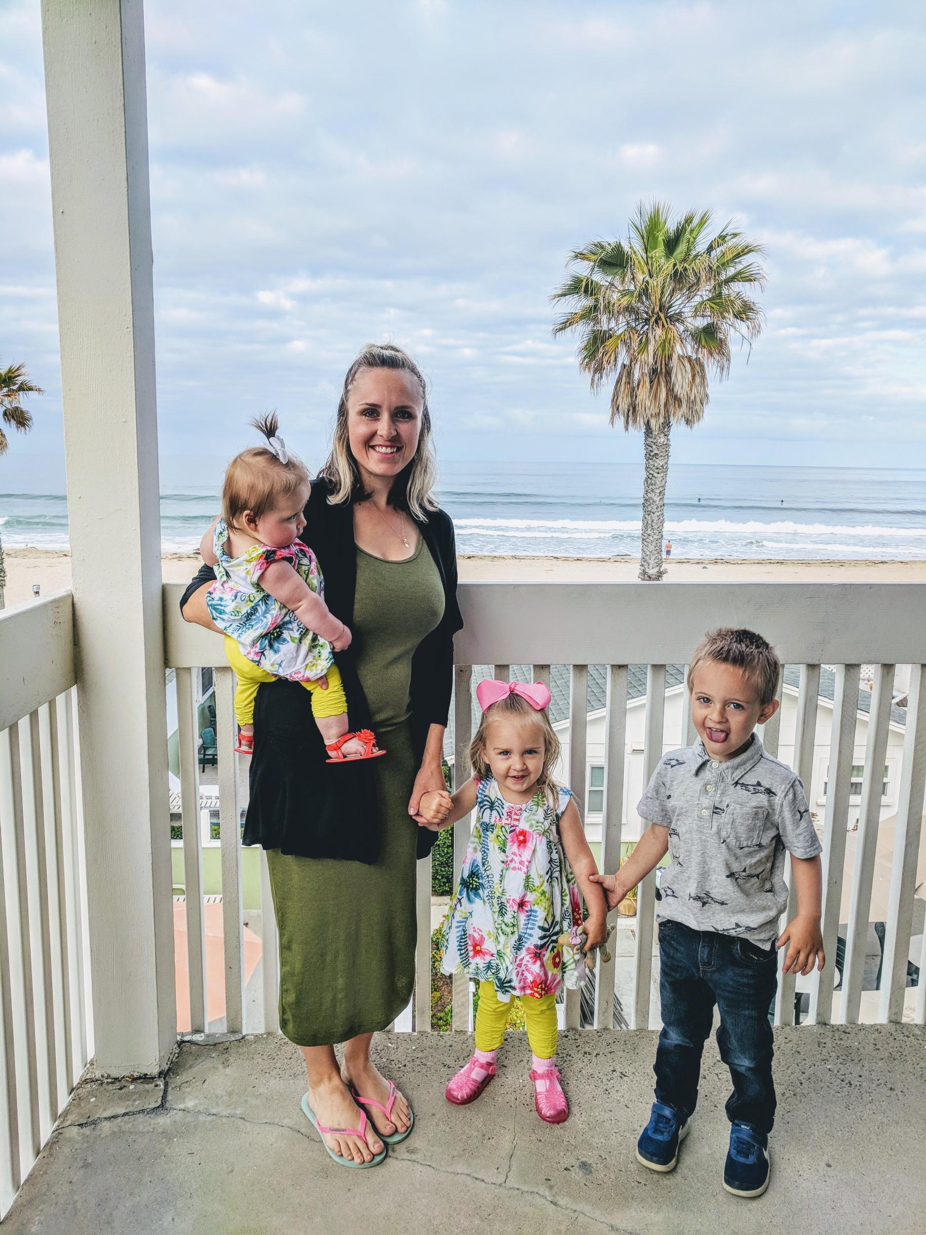 Frost pictured with her three children: Cleo, Adelaide and Jaxon