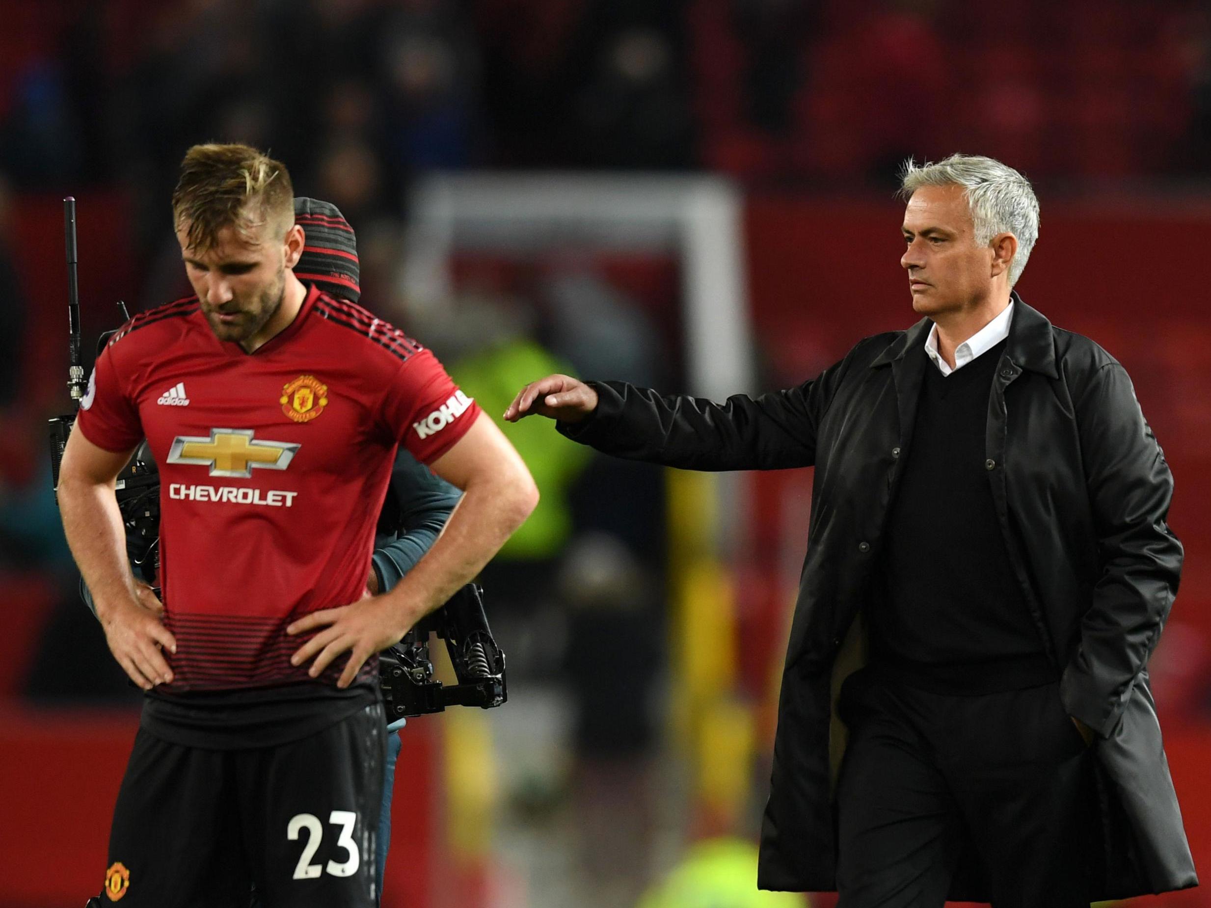 Mourinho consoles Shaw after United's defeat