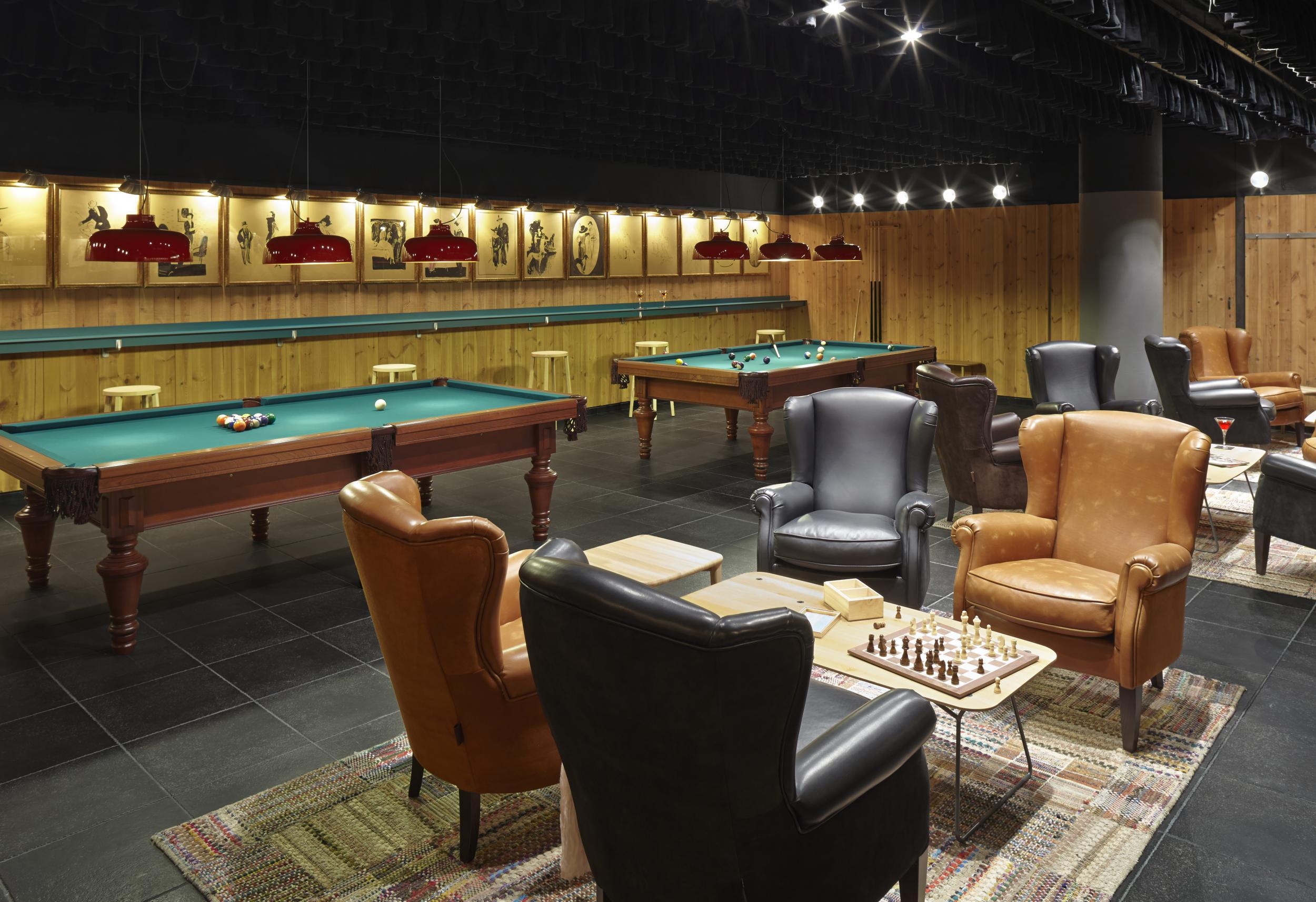 The billiards room at Casa Camper