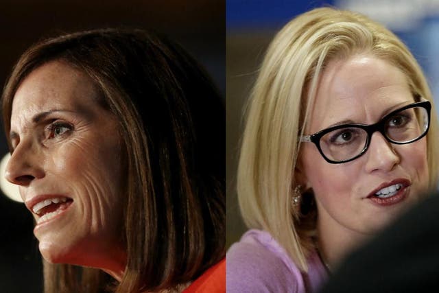 Martha McSally and Kyrsten Sinema, the Republican and Democratic senatorial candidates in Arizona, will face on in November's 2018 midterm elections