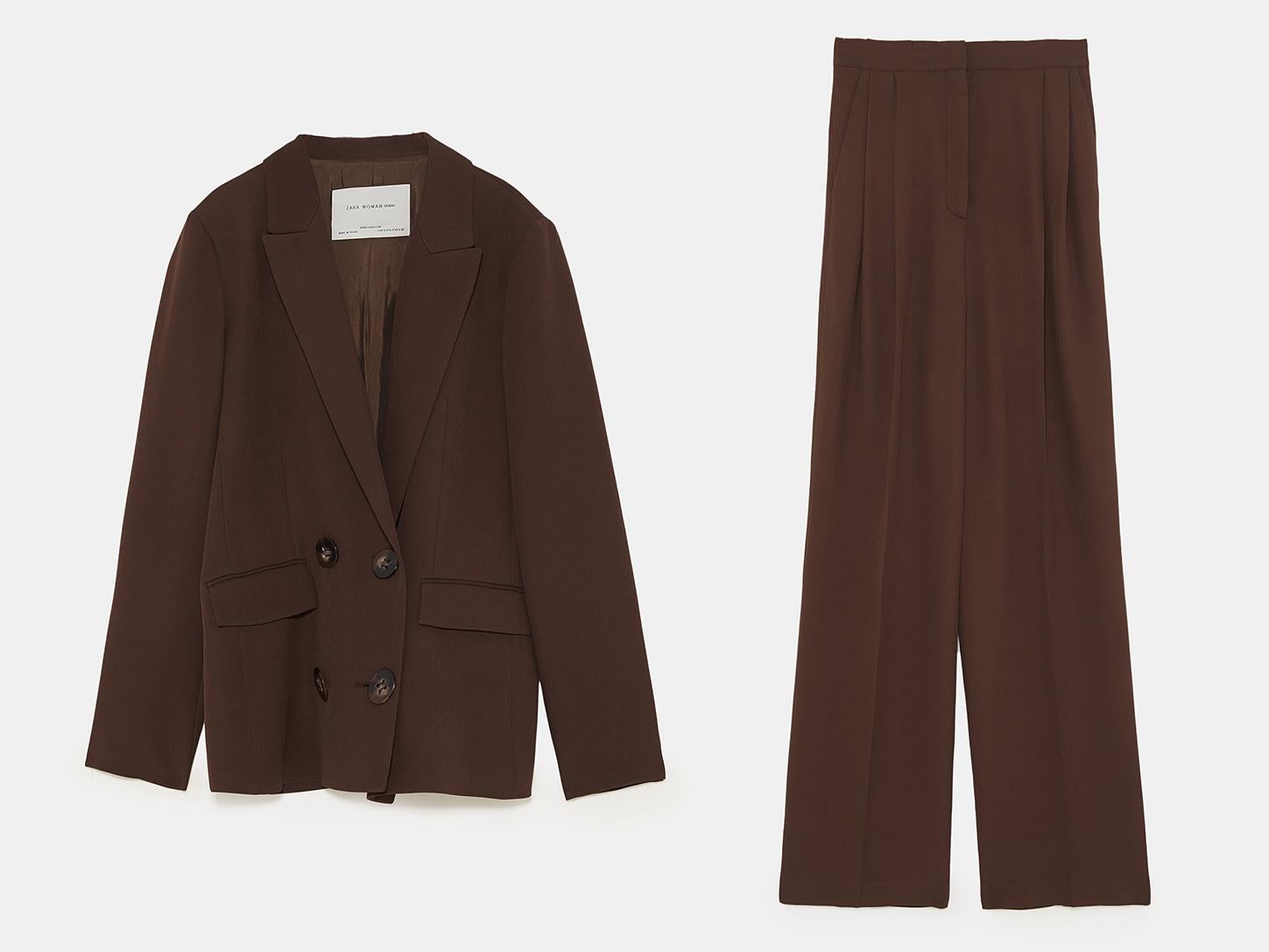Double-Breasted Blazer, £119, Pleated Trousers, £79.99, Zara