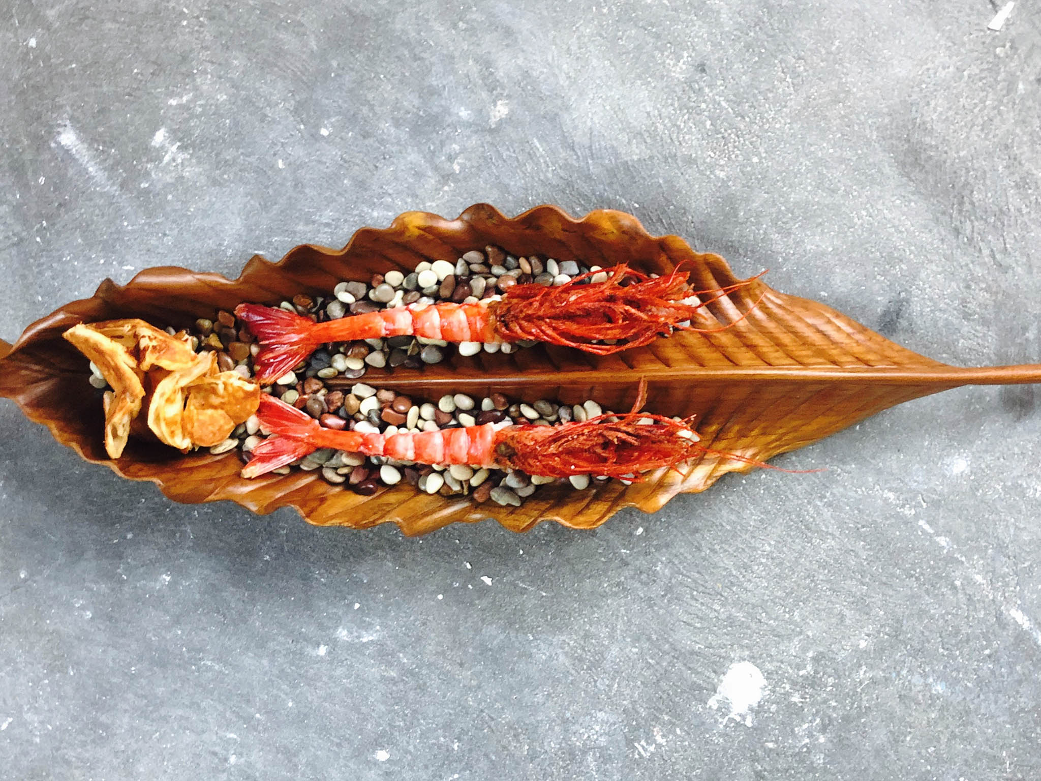 At his restaurant, Orana, one of Zonfrillo's dishes is this scarlett prawn roti