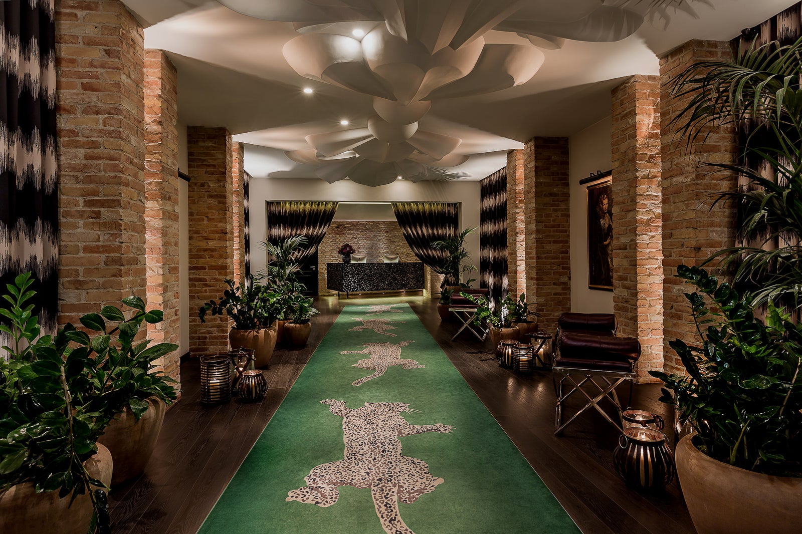 The dramatic reception area at Hotel Zoo