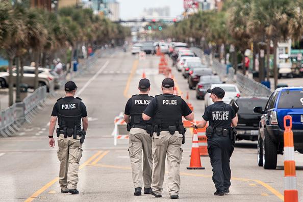 Law enforcement patrol N. Ocean Blvd. on 27 May 2018 in Myrtle Beach, South Carolina