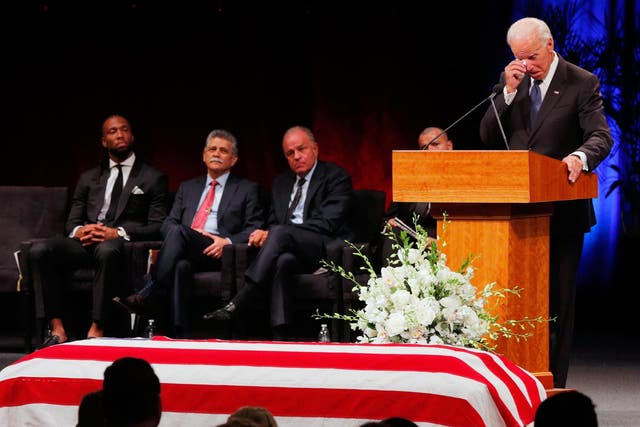 Mr Biden was invited by the late senator himself to deliver a eulogy
