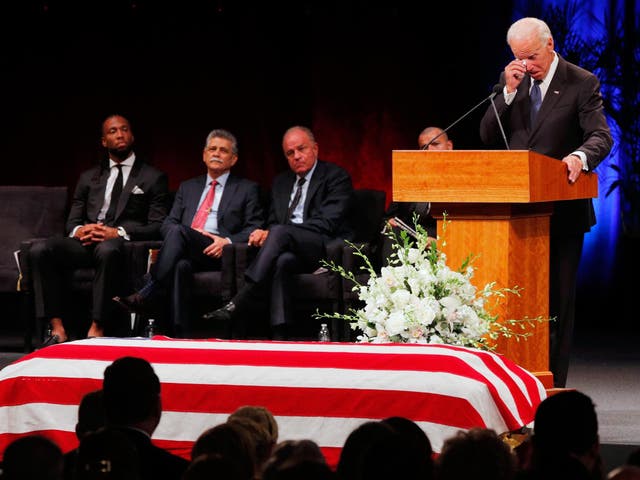 Mr Biden was invited by the late senator himself to deliver a eulogy