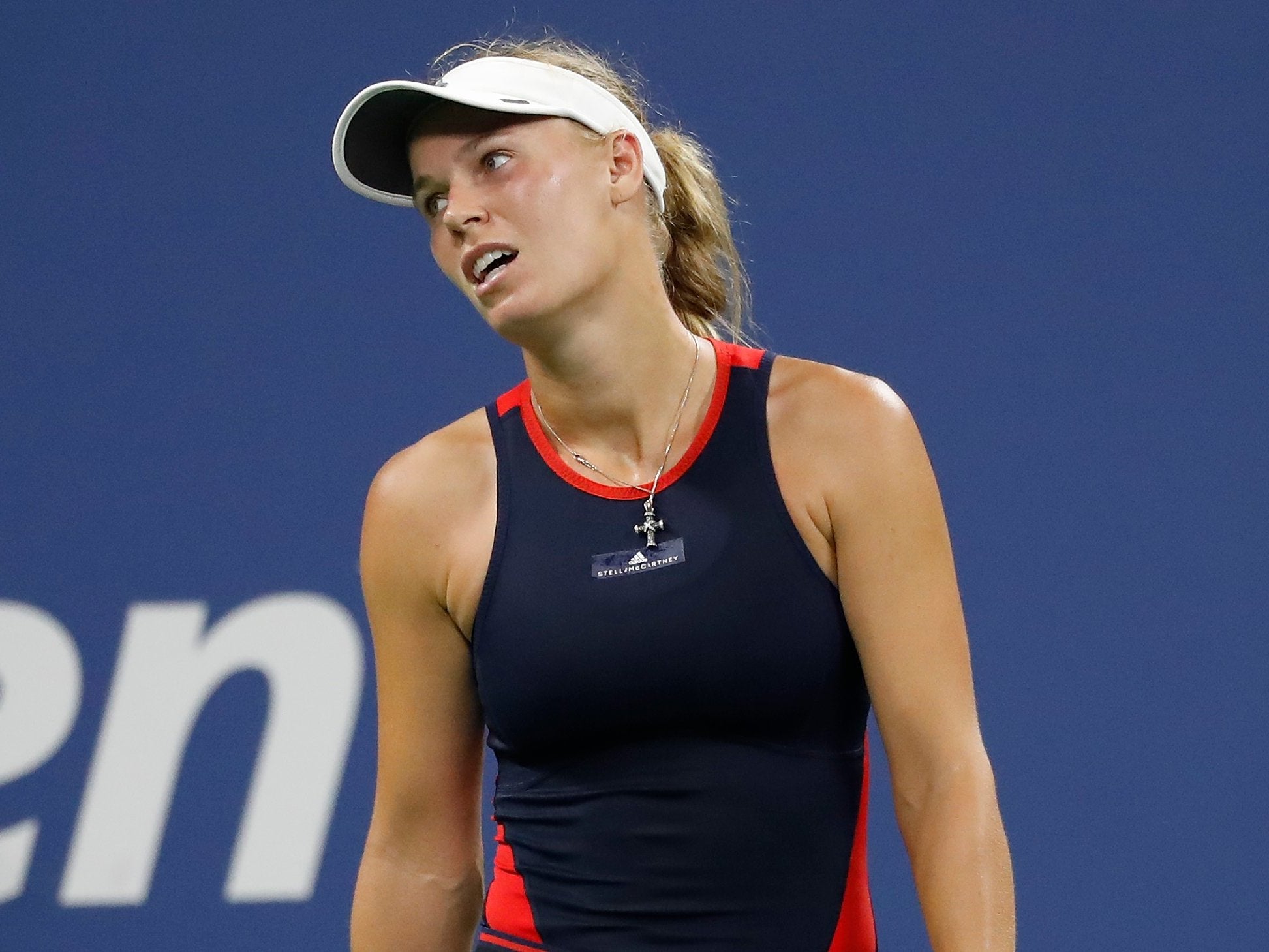 Caroline Wozniacki was knocked out of the US Open by Lesia Tsurenko