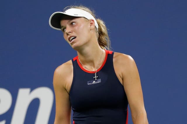 Caroline Wozniacki was knocked out of the US Open by Lesia Tsurenko