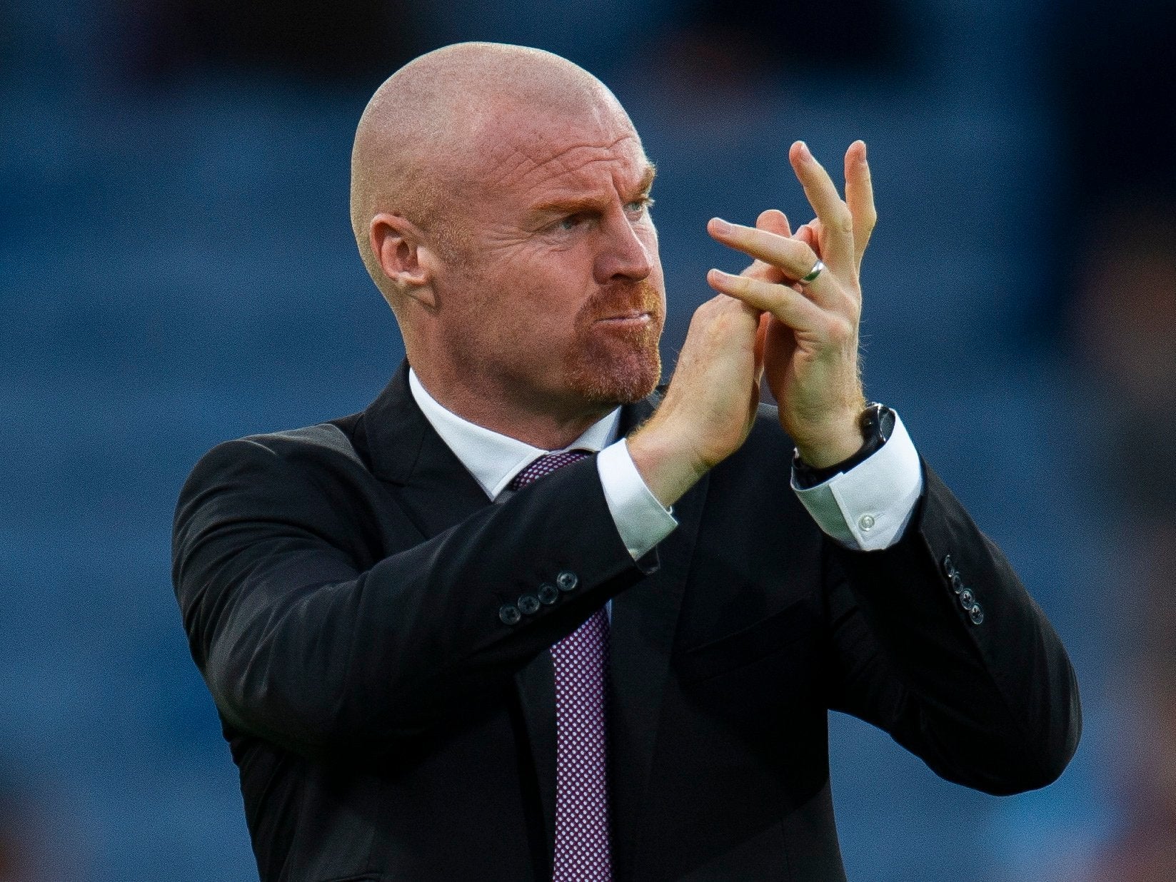 Burnley manager Sean Dyche reacts