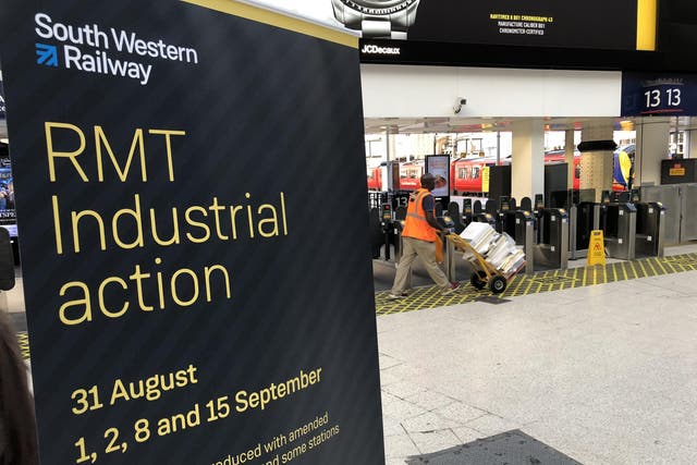 Action station: London Waterloo is quieter than usual because of a strike over the role of guards