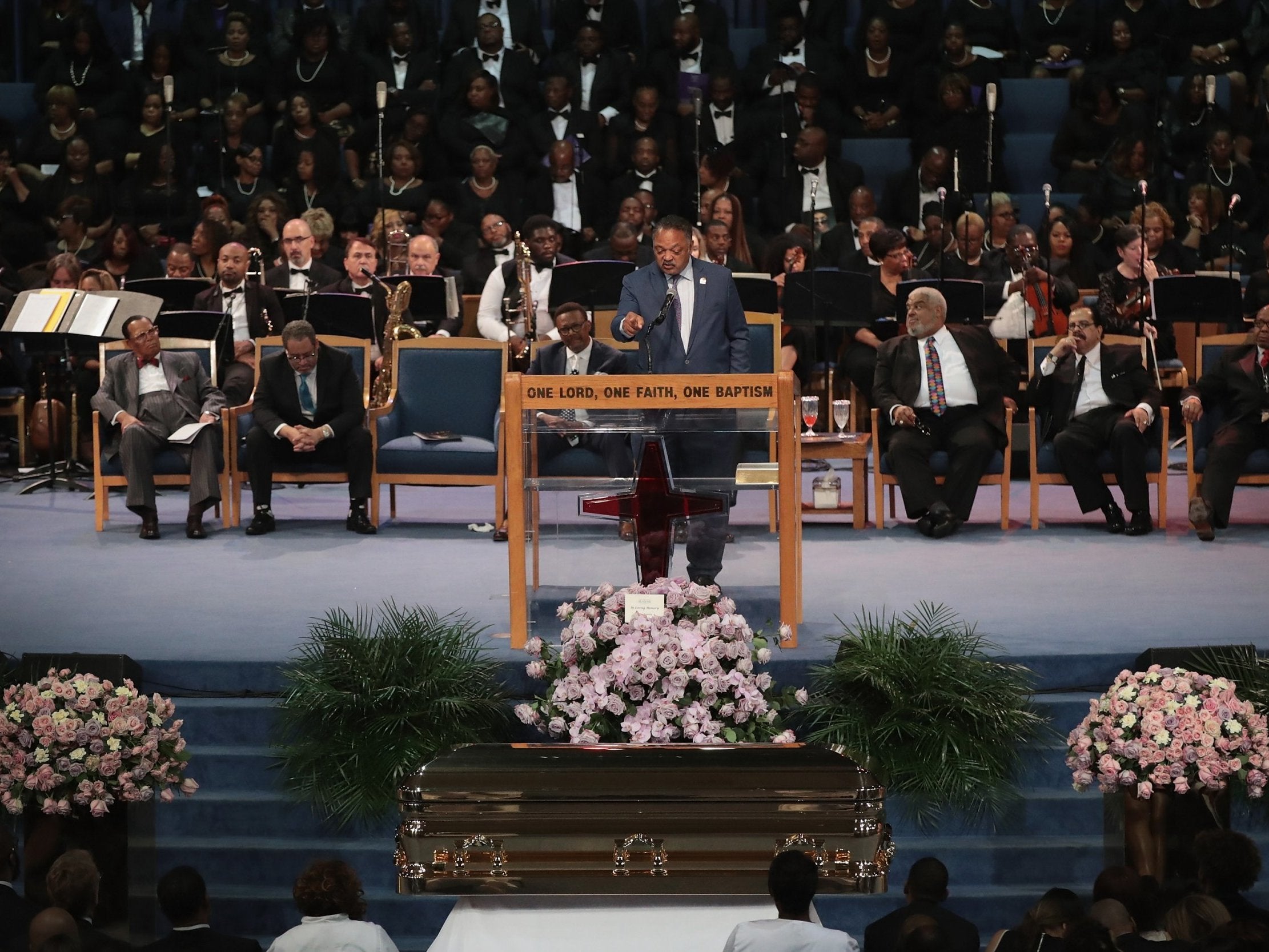 Jesse Jackson delivers an emotional speech yesterday