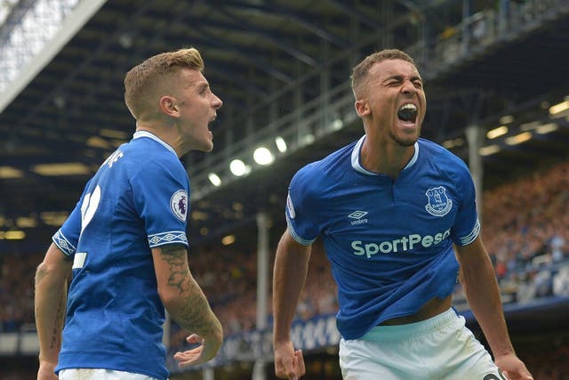 Everton's Dominic Calvert-Lewin celebrates scoring their first goal