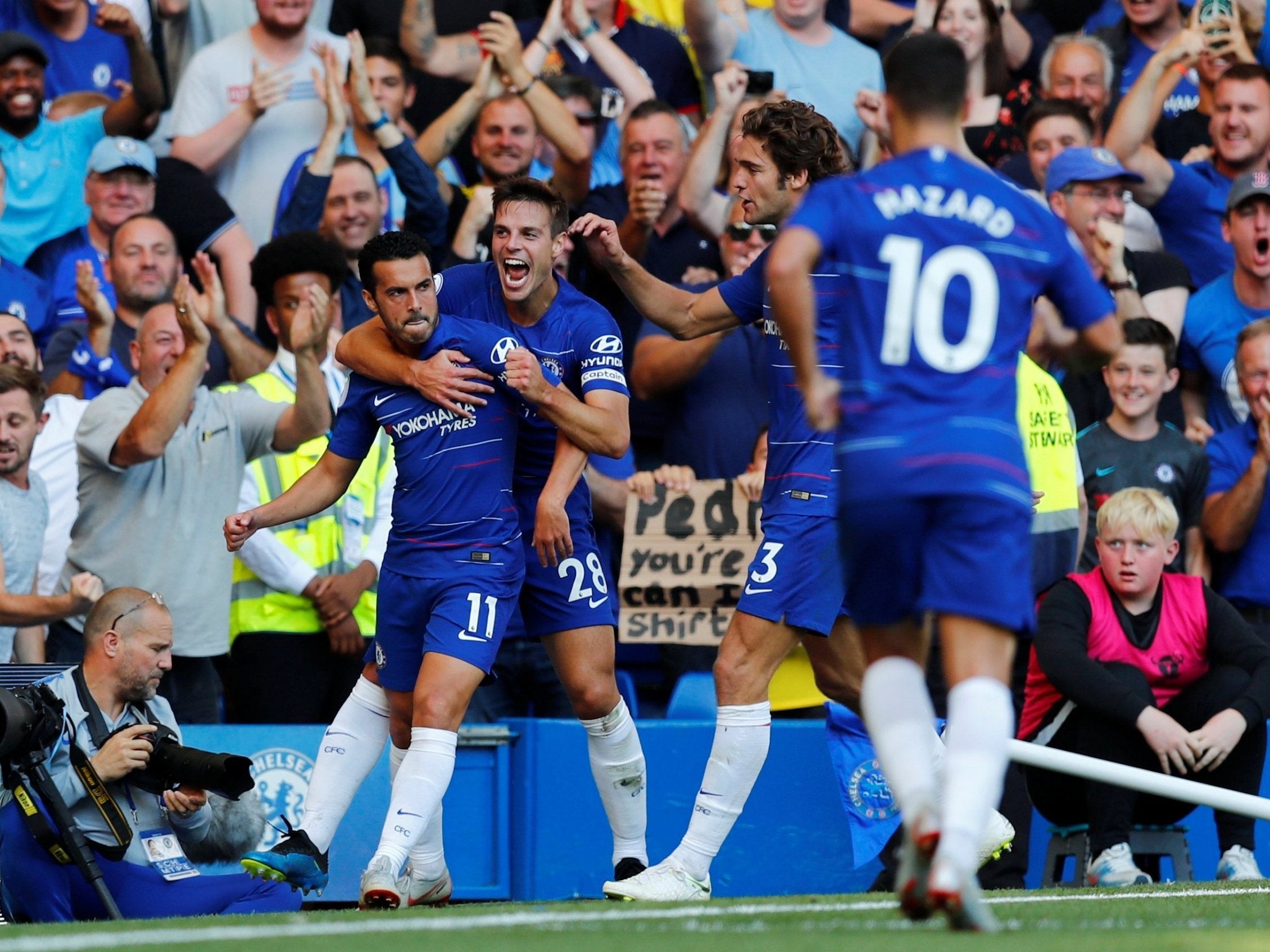 Chelsea’s Pedro celebrates scoring their first goal